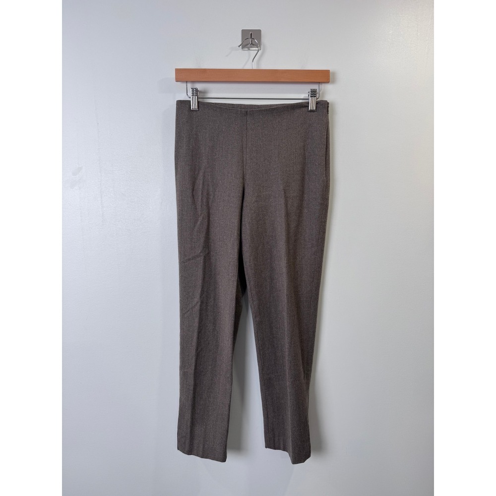 Brunello Cucinelli Women Brown Virgin Wool Side Zip Slim Pant Trousers Size 4 US